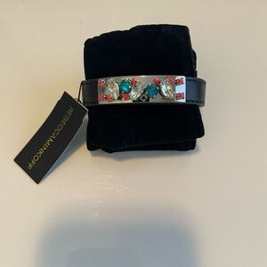 Rebecca Minkoff Black Bracelet with Colorful Gems